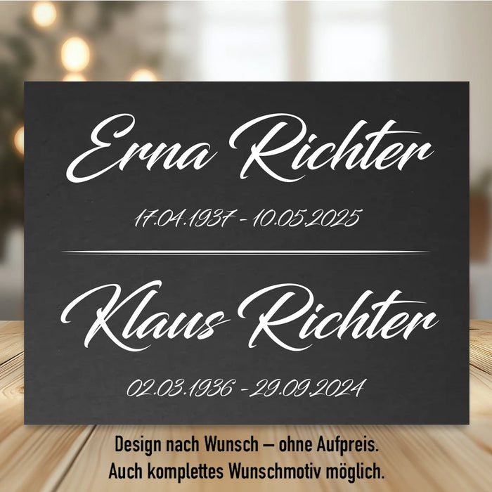 Personalisierte Gedenktafel für zwei Personen