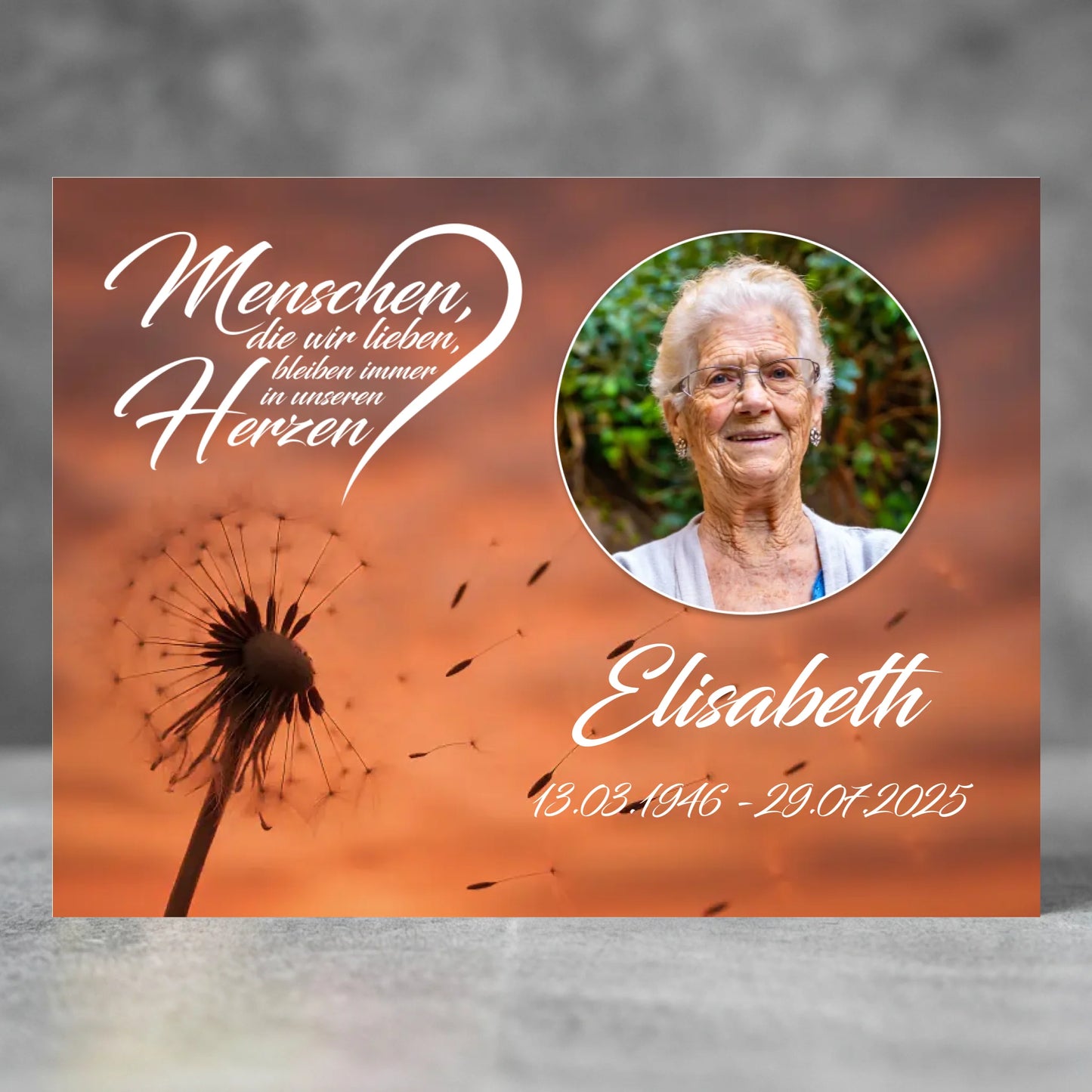 Personalisierte Gedenktafel für Menschen