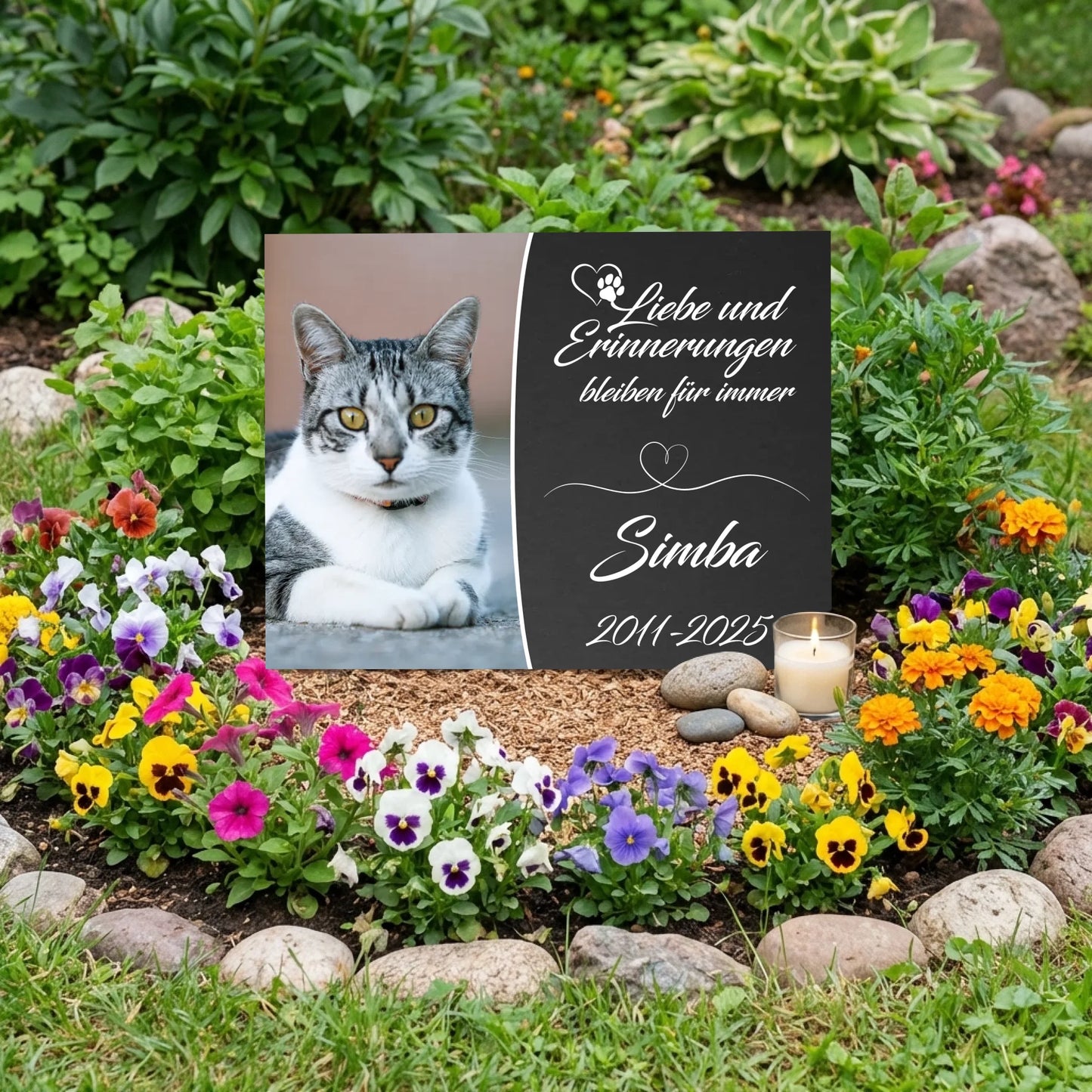 Personalisierte Gedenktafel für Katzen