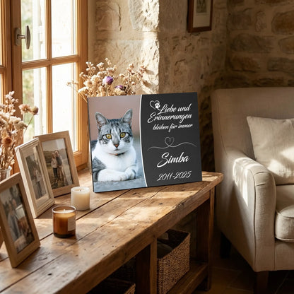 Personalisierte Gedenktafel für Katzen