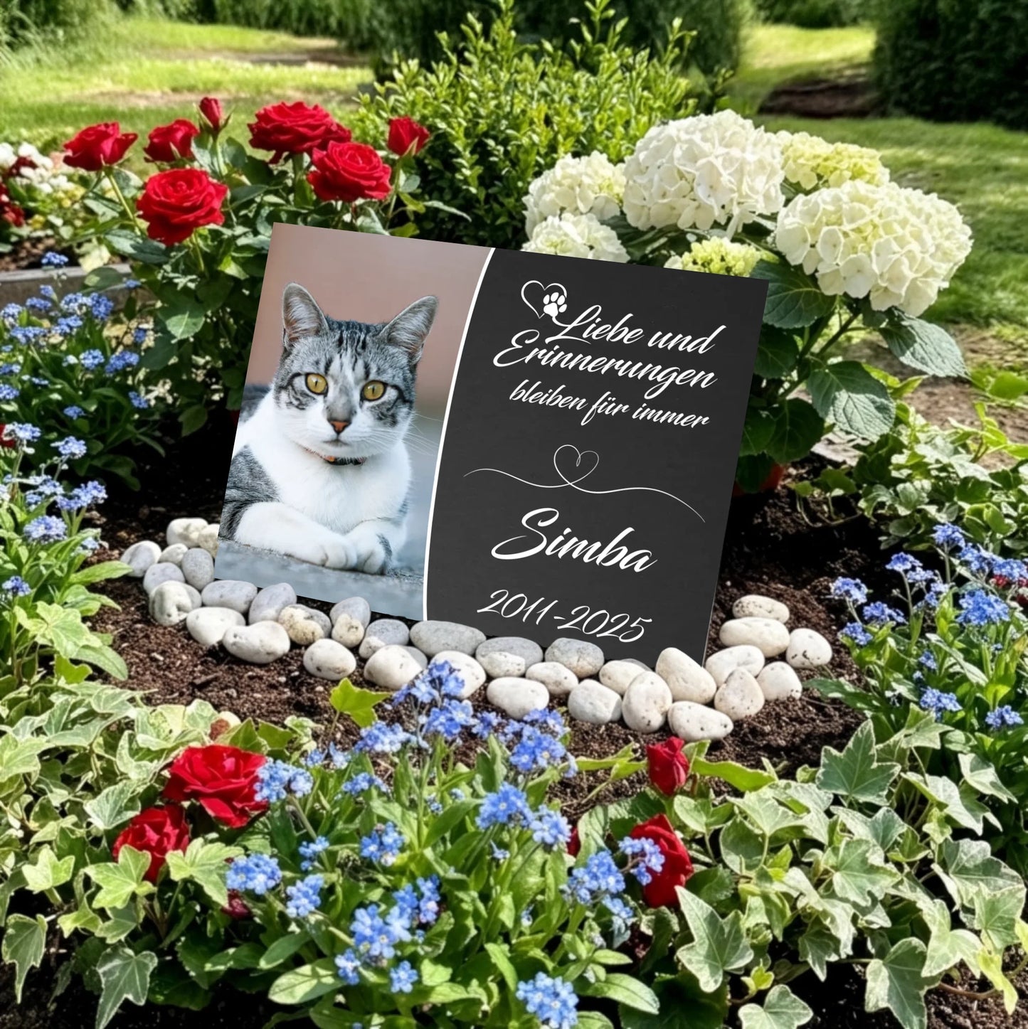 Personalisierte Gedenktafel für Katzen