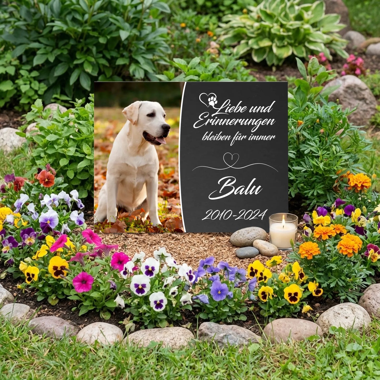 Personalisierte Gedenktafel für Hunde