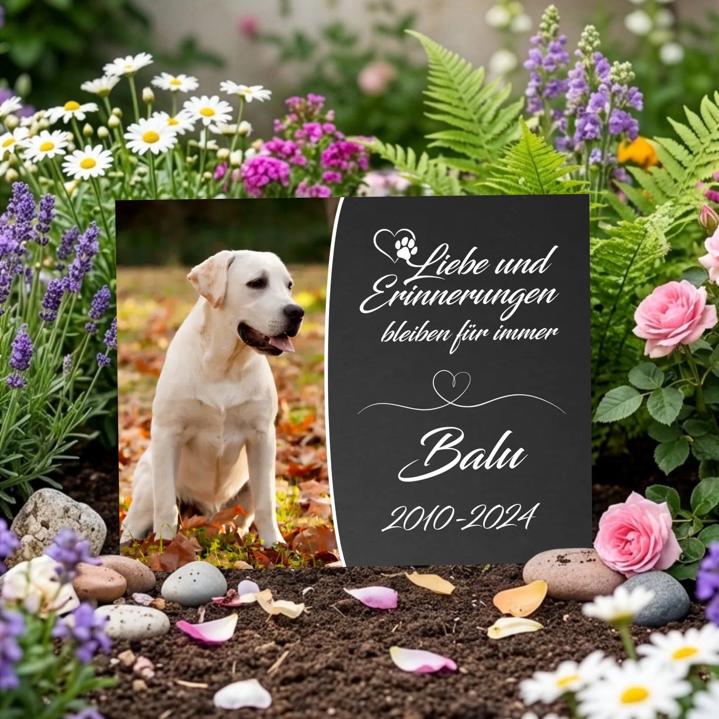 Personalisierte Gedenktafel für Hunde