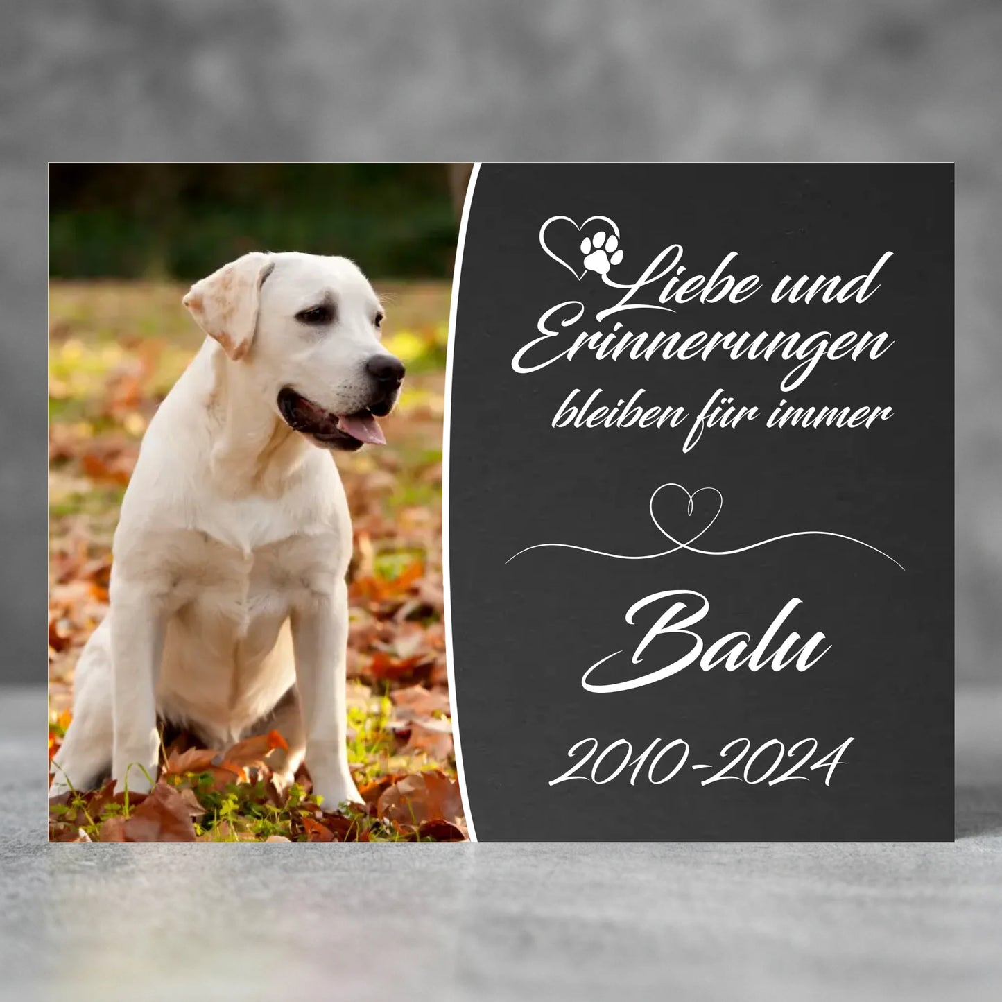 Personalisierte Gedenktafel für Hunde