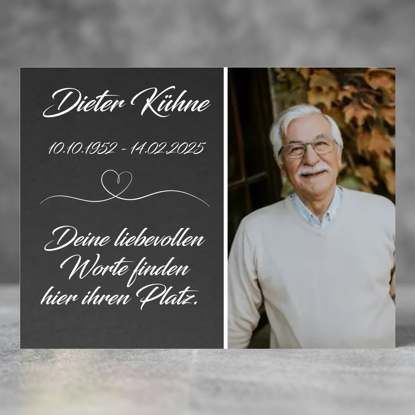 Personalisierte Gedenktafel für Menschen - Schiefer-Optik