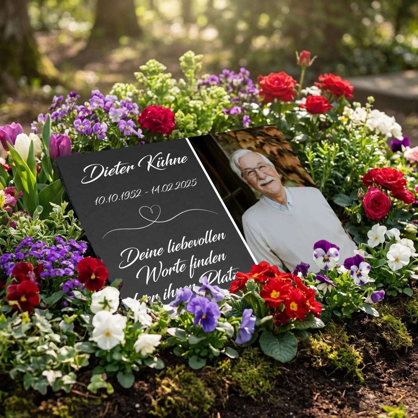 Personalisierte Gedenktafel für Menschen - Schiefer-Optik