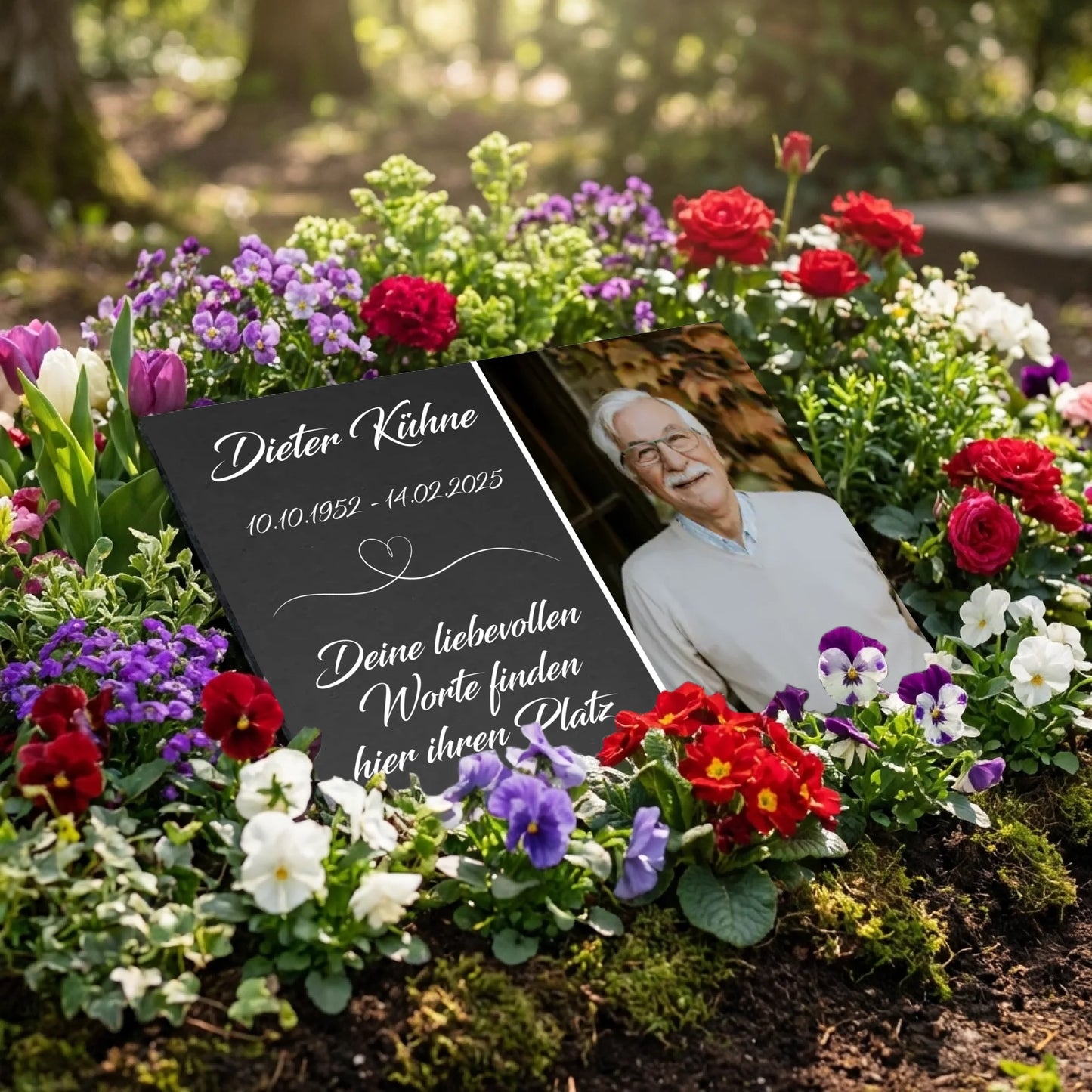 Personalisierte Gedenktafel für Menschen - Schiefer-Optik