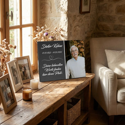 Personalisierte Gedenktafel für Menschen - Schiefer-Optik