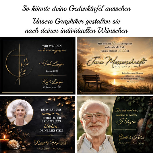 Personalisierte Gedenktafel mit Wunschdesign