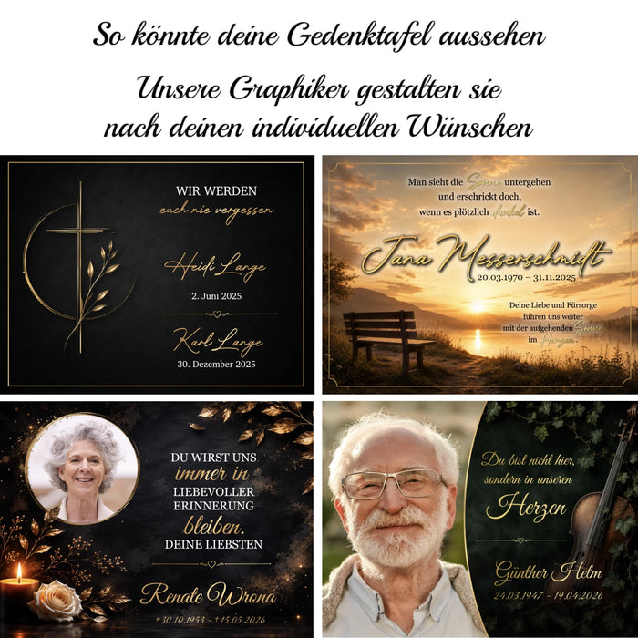 Personalisierte Gedenktafel mit Wunschdesign