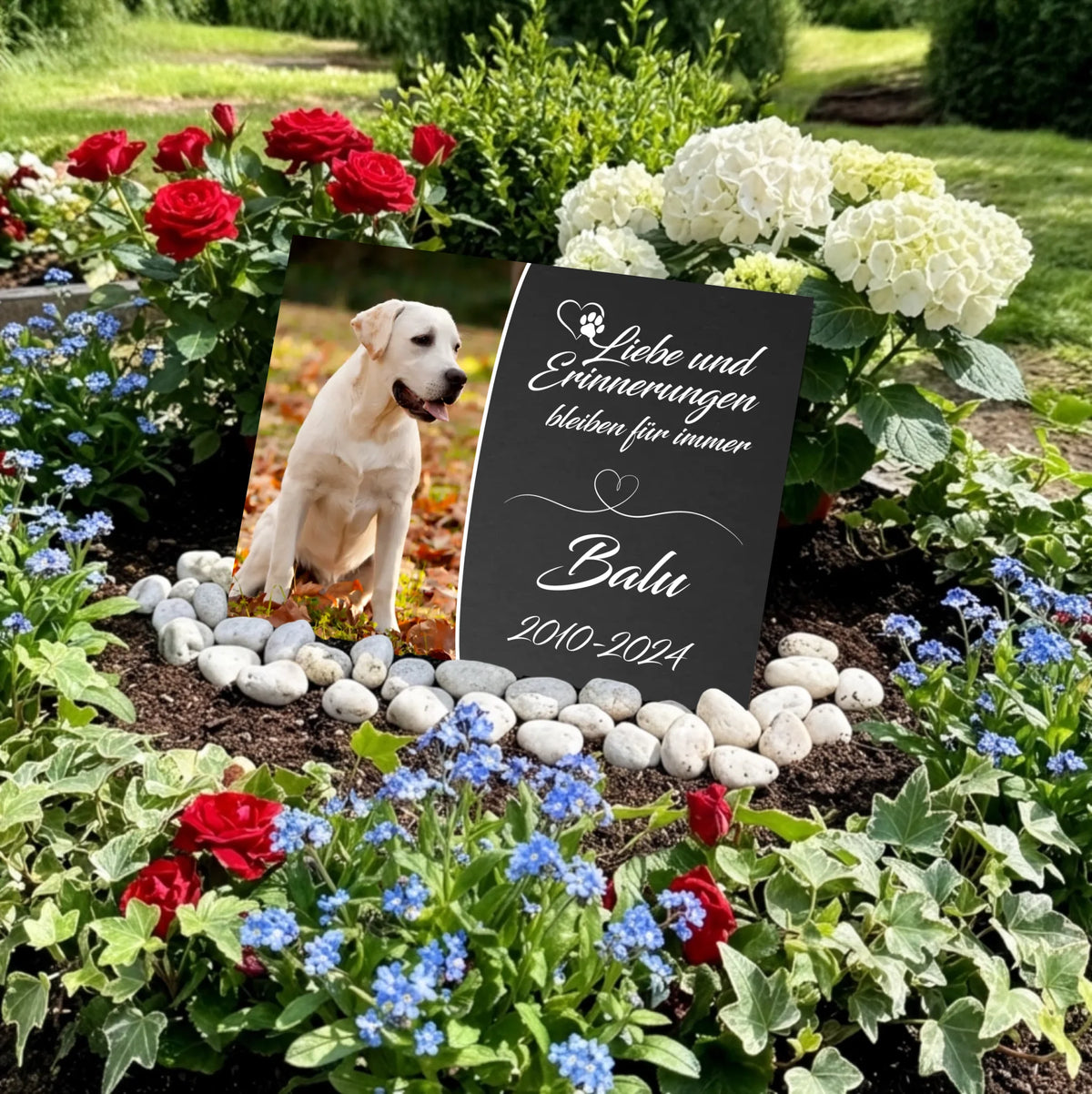Personalisierte Gedenktafel für Hunde
