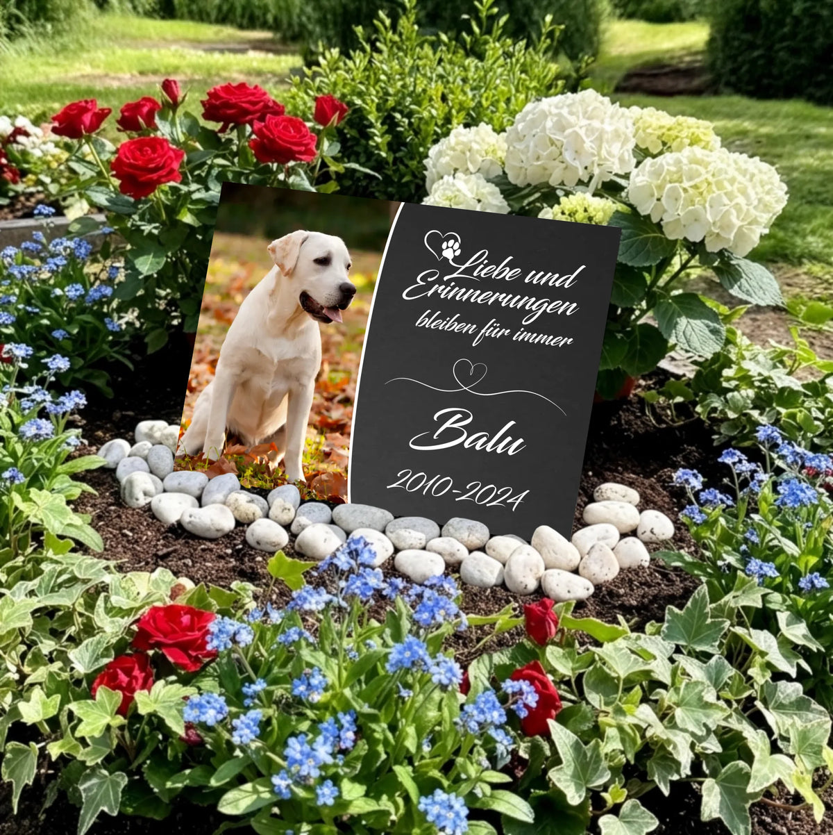 Personalisierte Gedenktafel für Hunde