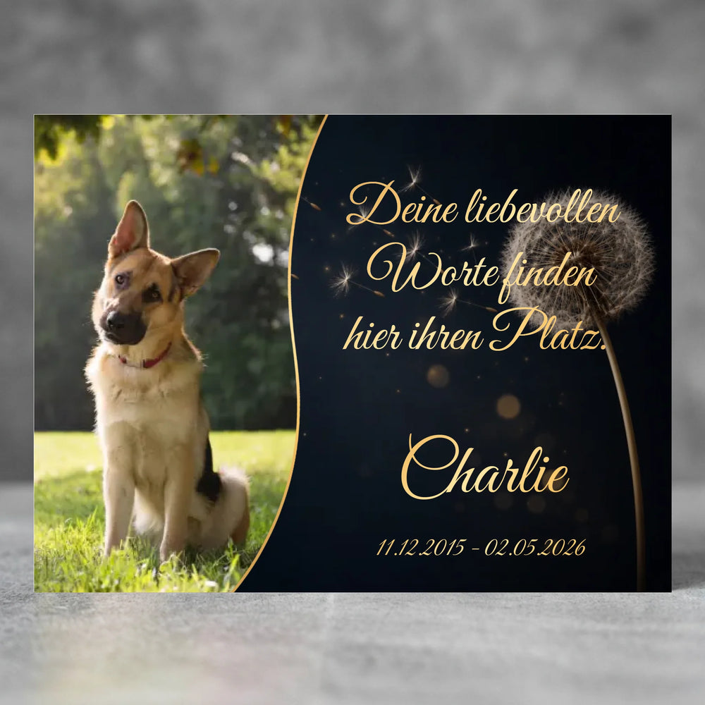 Personalisierte Gedenktafel für Hunde