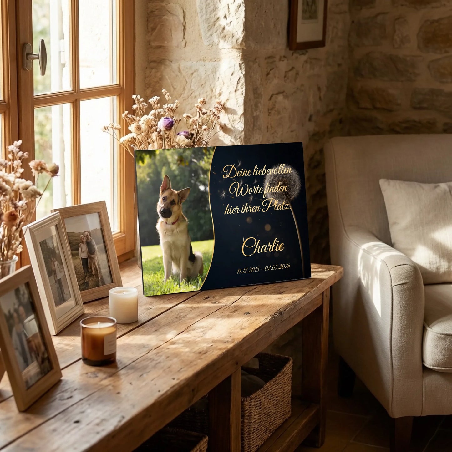 Personalisierte Gedenktafel für Hunde