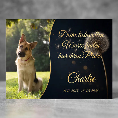 Personalisierte Gedenktafel für Hunde