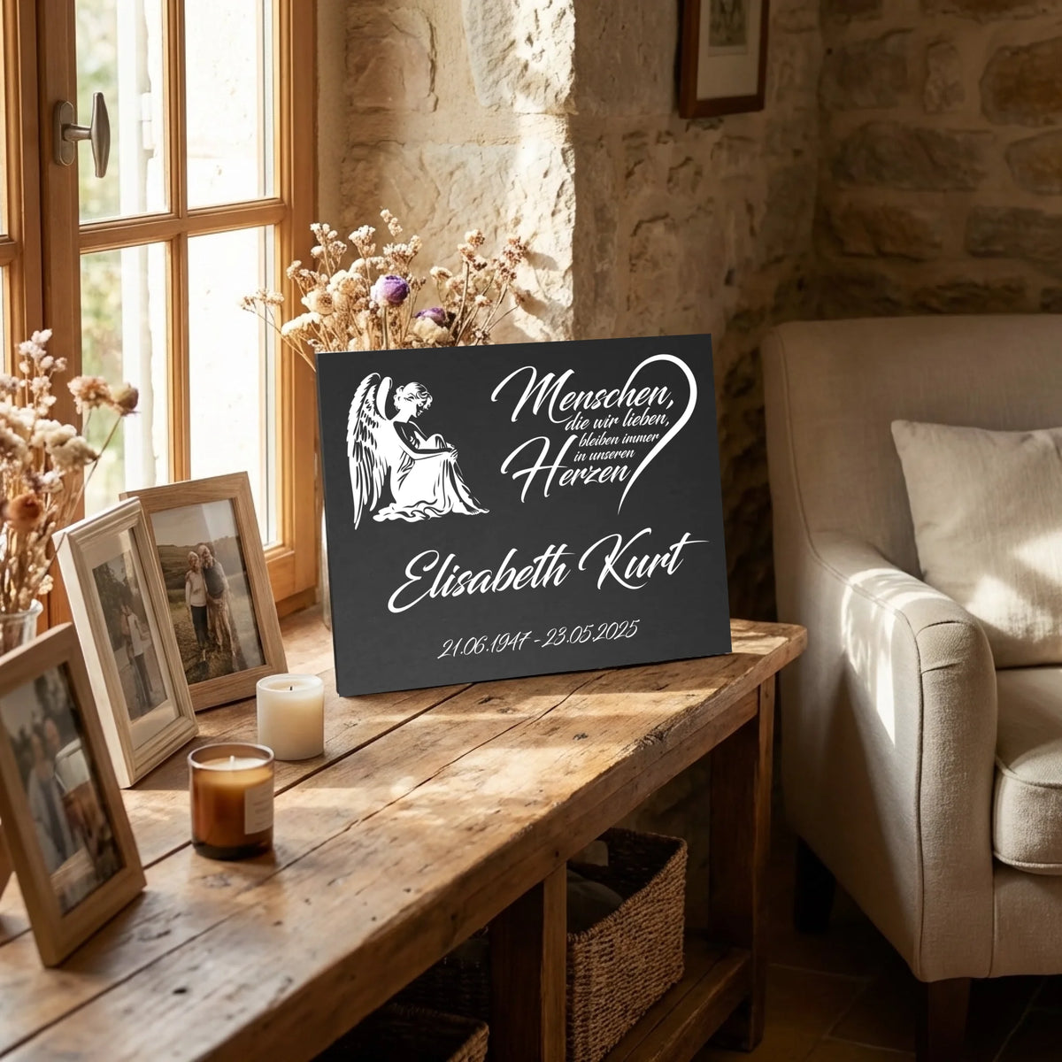 Personalisierte Gedenktafel für Menschen