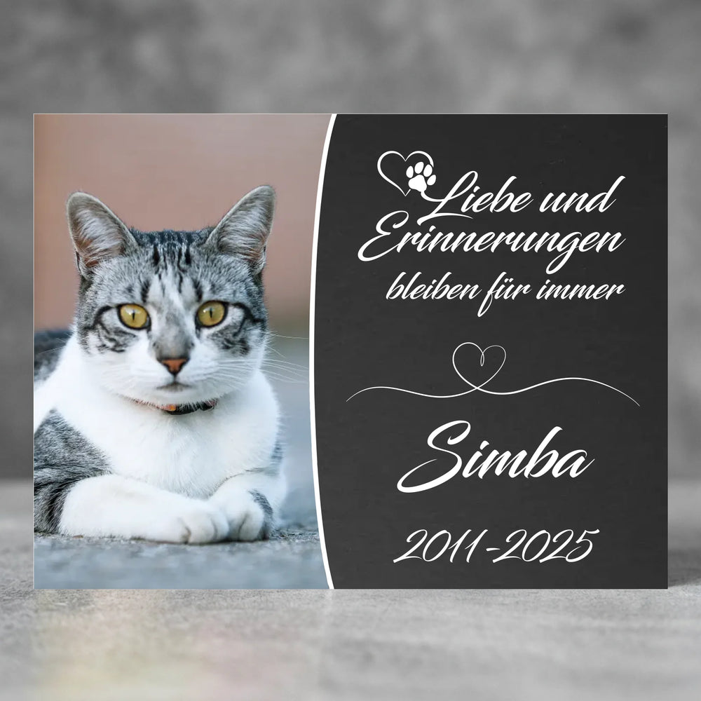 Personalisierte Gedenktafel für Katzen