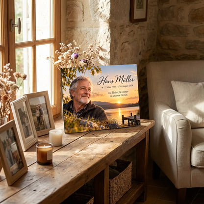 Personalisierte Gedenktafel mit Foto - KI-generiert