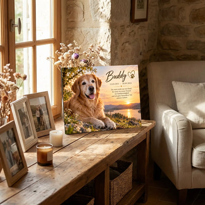 Personalisierte Gedenktafel für Hude mit Foto - KI-generiert