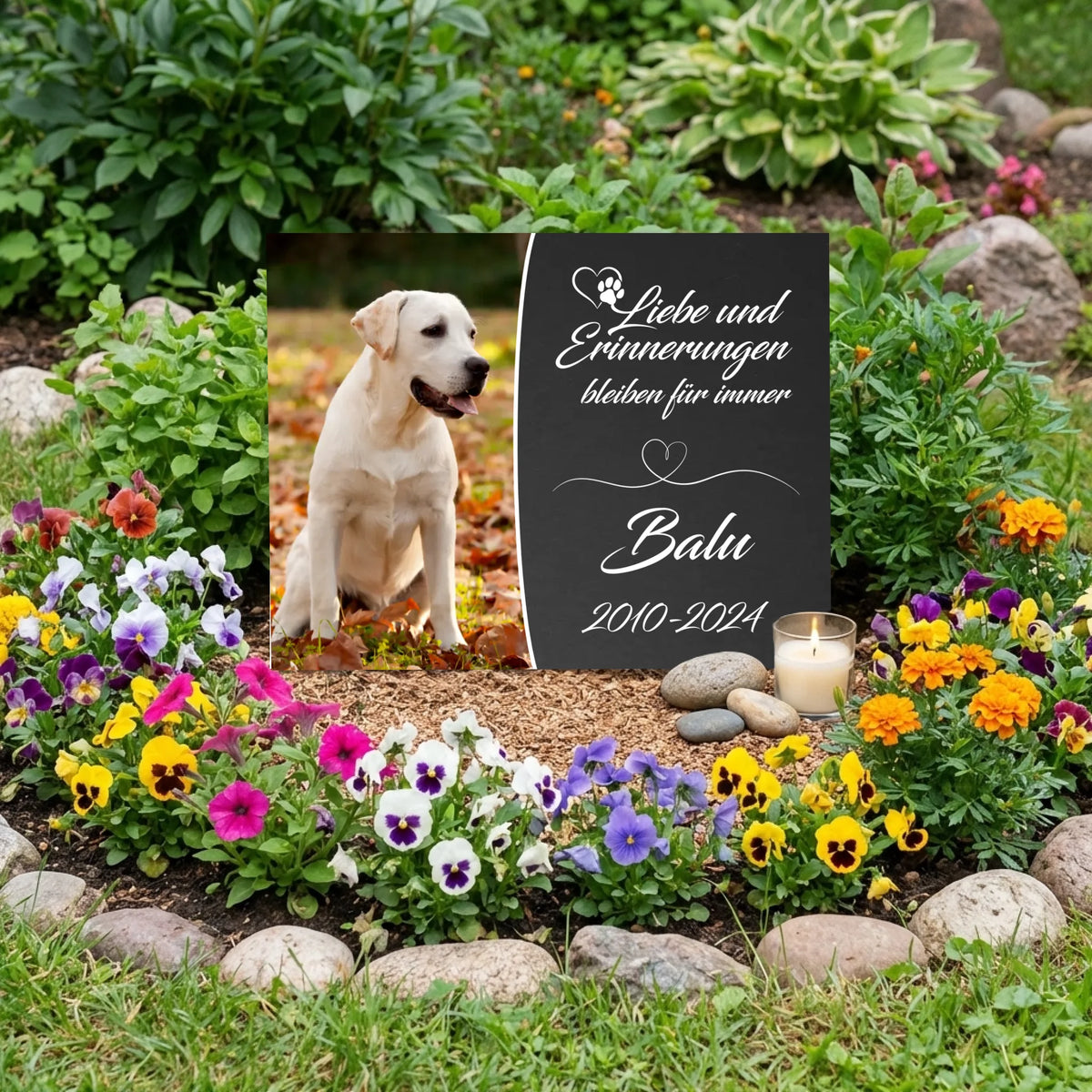 Personalisierte Gedenktafel für Hunde