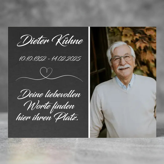 Personalisierte Gedenktafel für Menschen - Schiefer-Optik