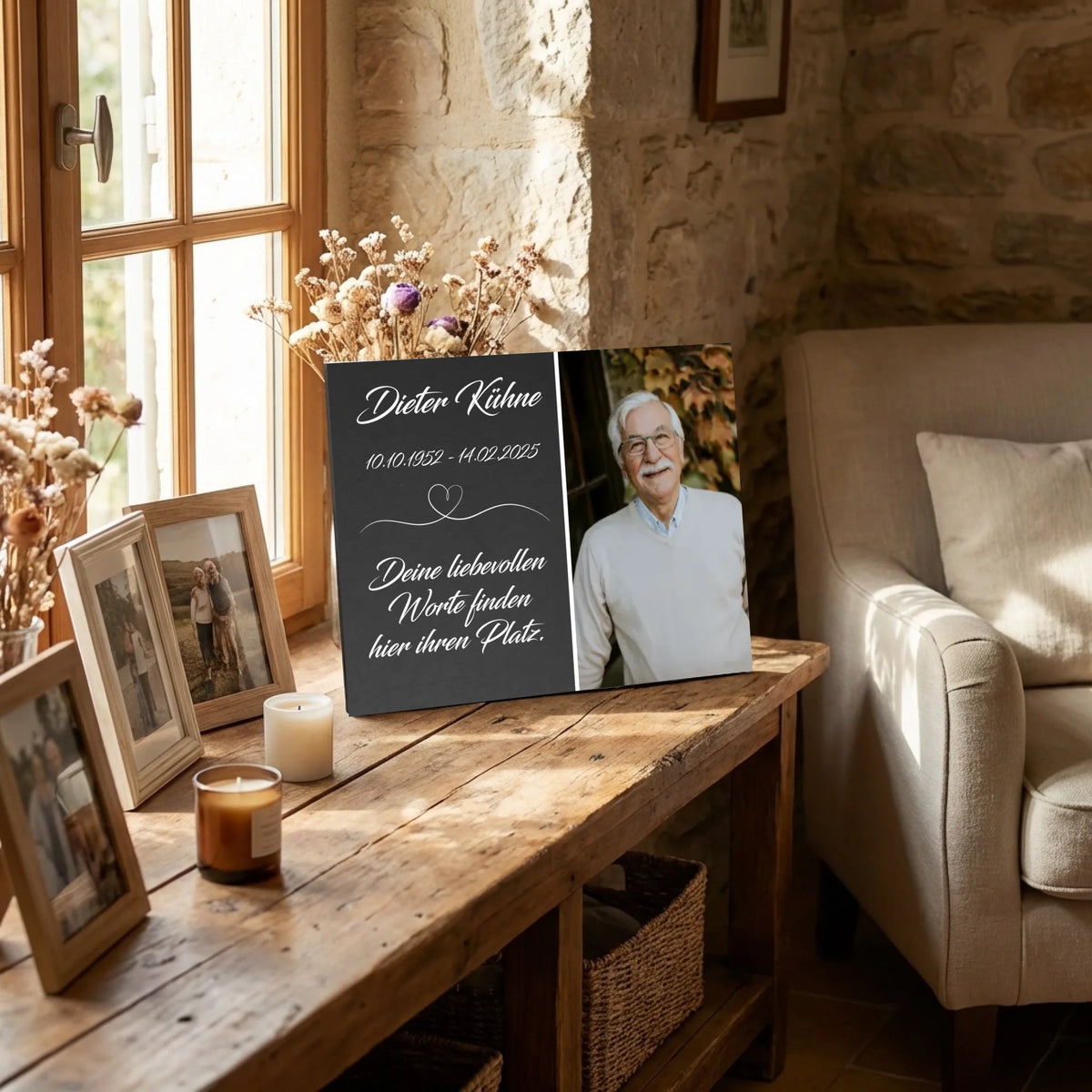 Personalisierte Gedenktafel für Menschen - Schiefer-Optik