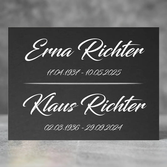 Personalisierte Gedenktafel für zwei Personen
