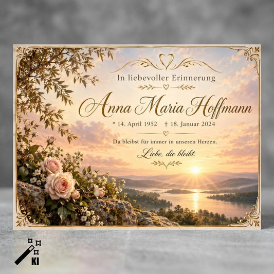 Personalisierte Gedenktafel mit KI