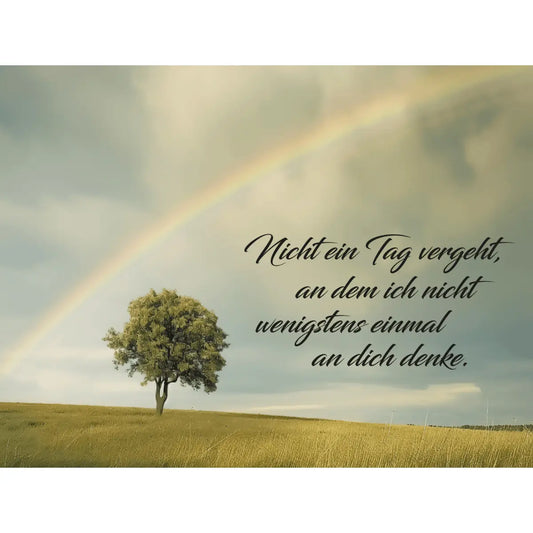 Dekoschild 20 x 15 cm – Regenbogen nach dem Sturm – „Nicht ein Tag vergeht …“ - meine - gedenktafel.de