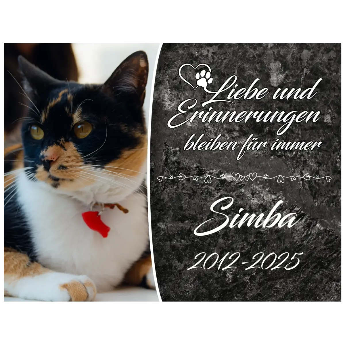 Personalisierte Gedenktafel für Katzen - meine - gedenktafel.de