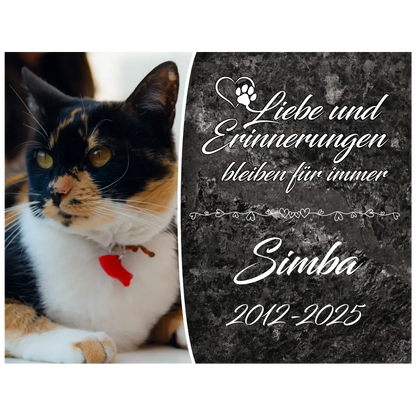 Personalisierte Gedenktafel für Katzen - meine - gedenktafel.de