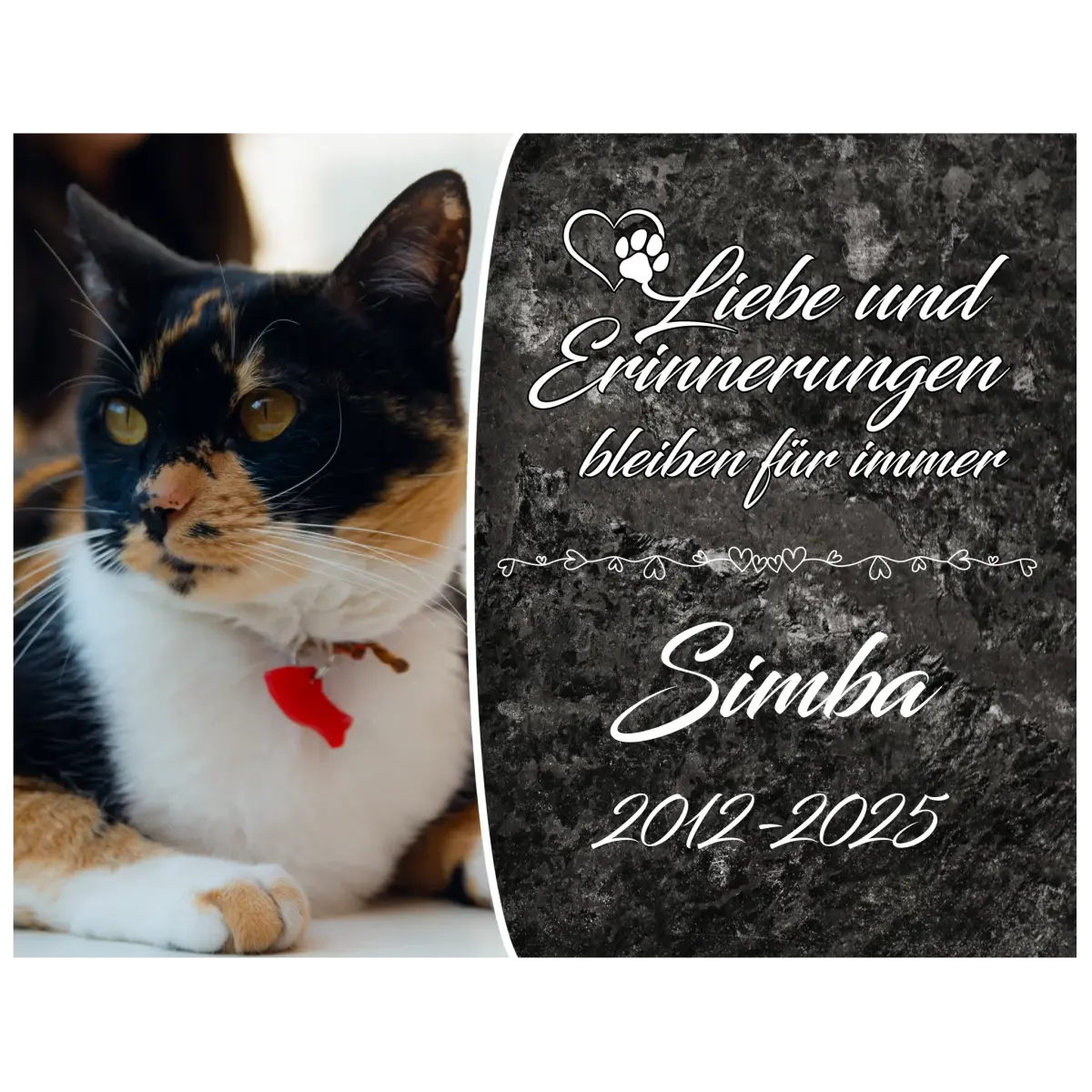 Personalisierte Gedenktafel für Katzen - meine - gedenktafel.de
