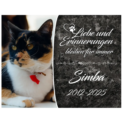 Personalisierte Gedenktafel für Katzen - meine - gedenktafel.de