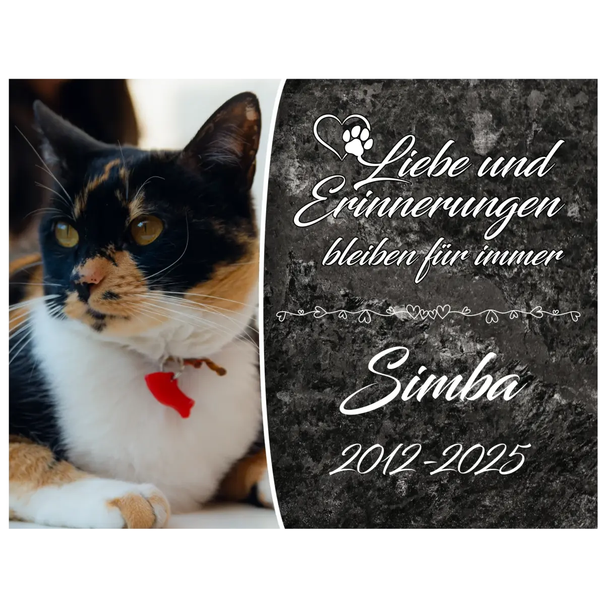 Personalisierte Gedenktafel für Katzen - meine - gedenktafel.de