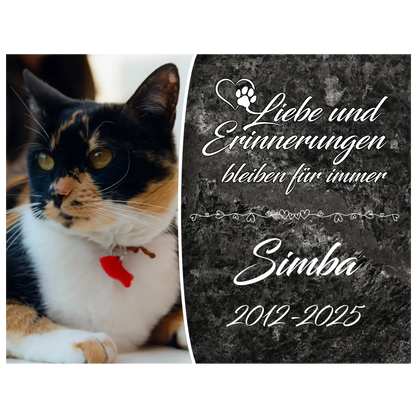 Personalisierte Gedenktafel für Katzen - meine - gedenktafel.de