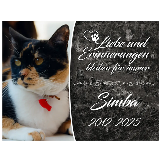 Personalisierte Gedenktafel für Katzen - meine - gedenktafel.de
