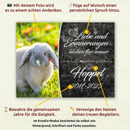 Personalisierte Gedenktafel für Nagetiere - meine - gedenktafel.de