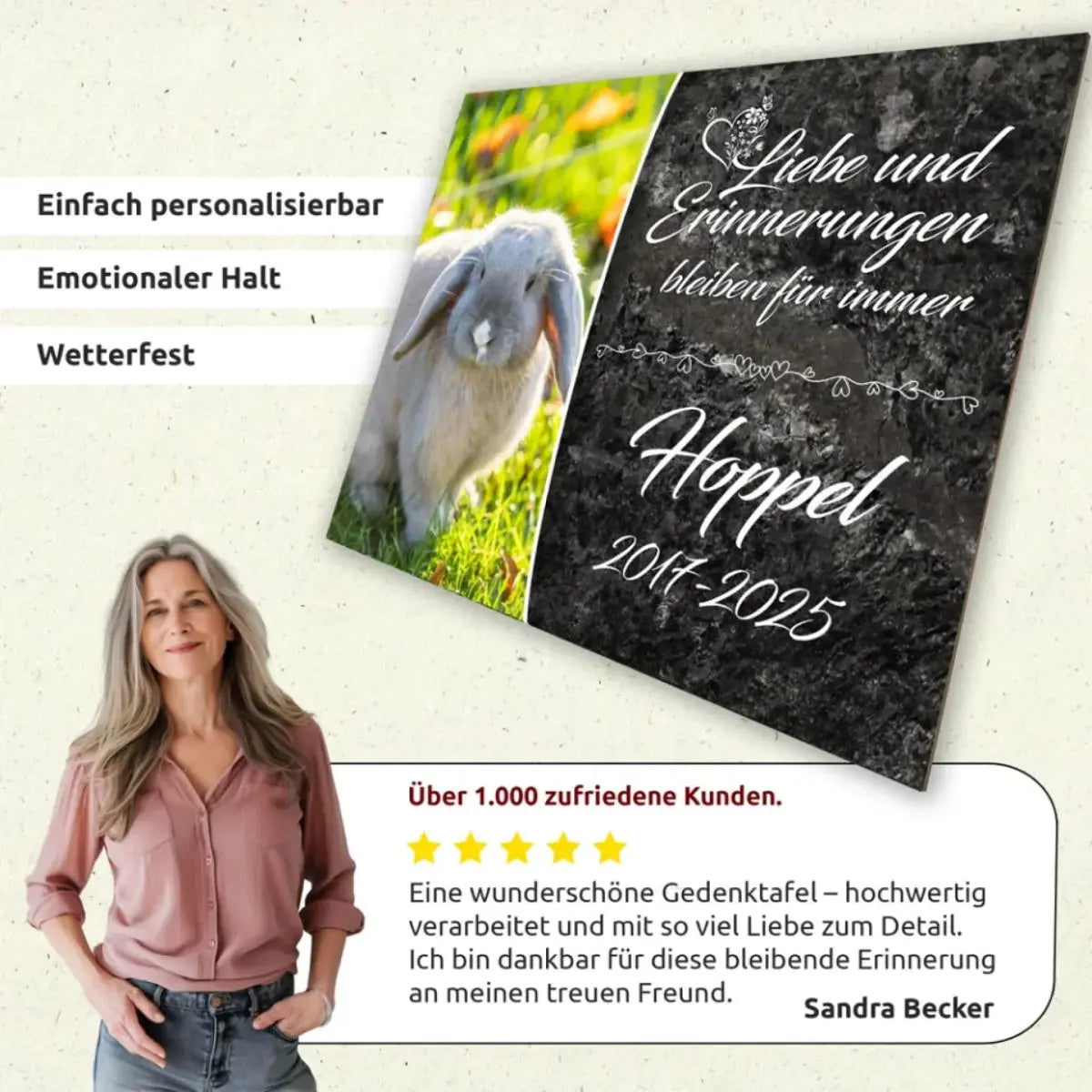 Personalisierte Gedenktafel für Nagetiere - meine - gedenktafel.de